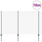 Recinzione a maglie metalliche con palo 10 x 1,6 m - Acciaio rivestito PVC verde