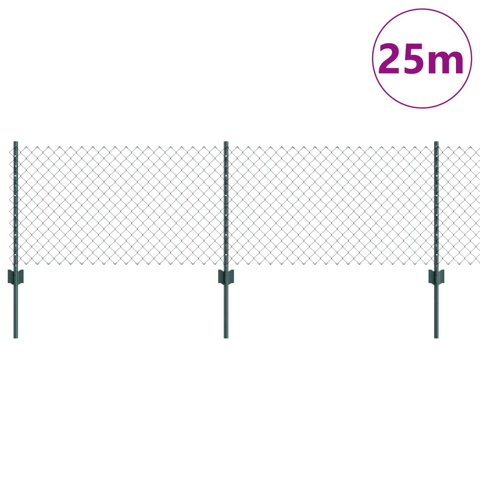 Recinzione a maglie metalliche con palo 25 x 0,6 m