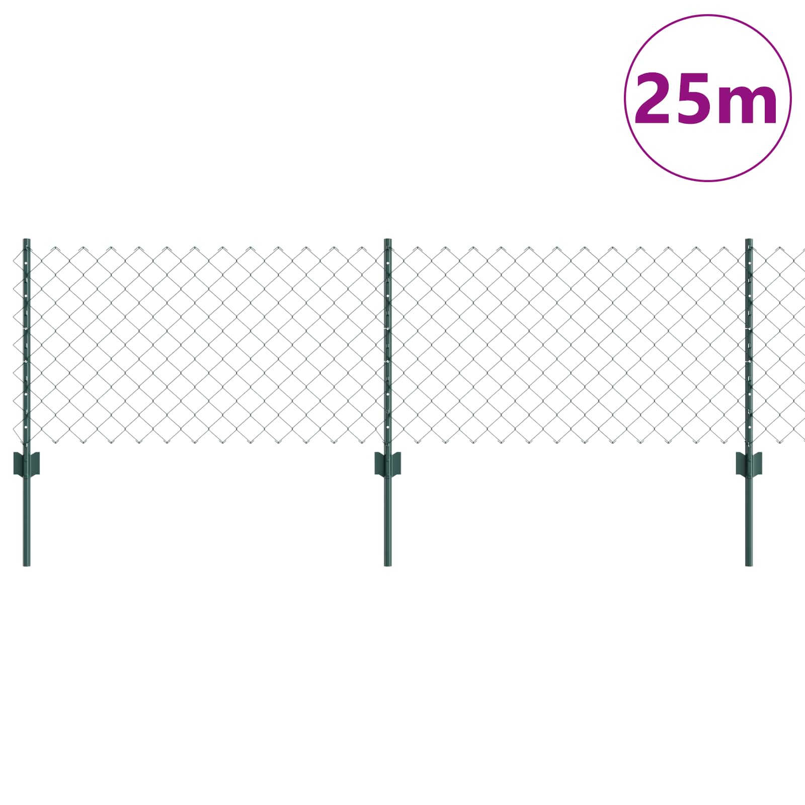 Recinzione a maglie metalliche con palo 25 x 0,6 m (P x H)