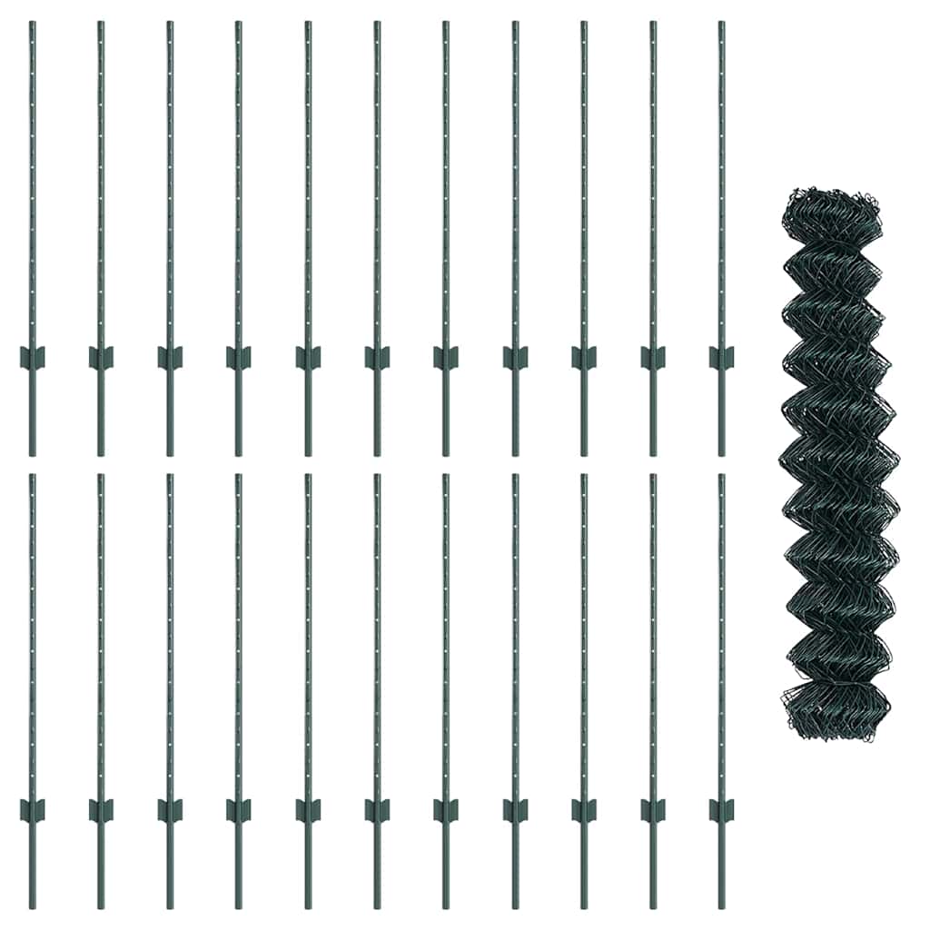Recinzione a maglie metalliche con pali 25 x 1 m (L x H)