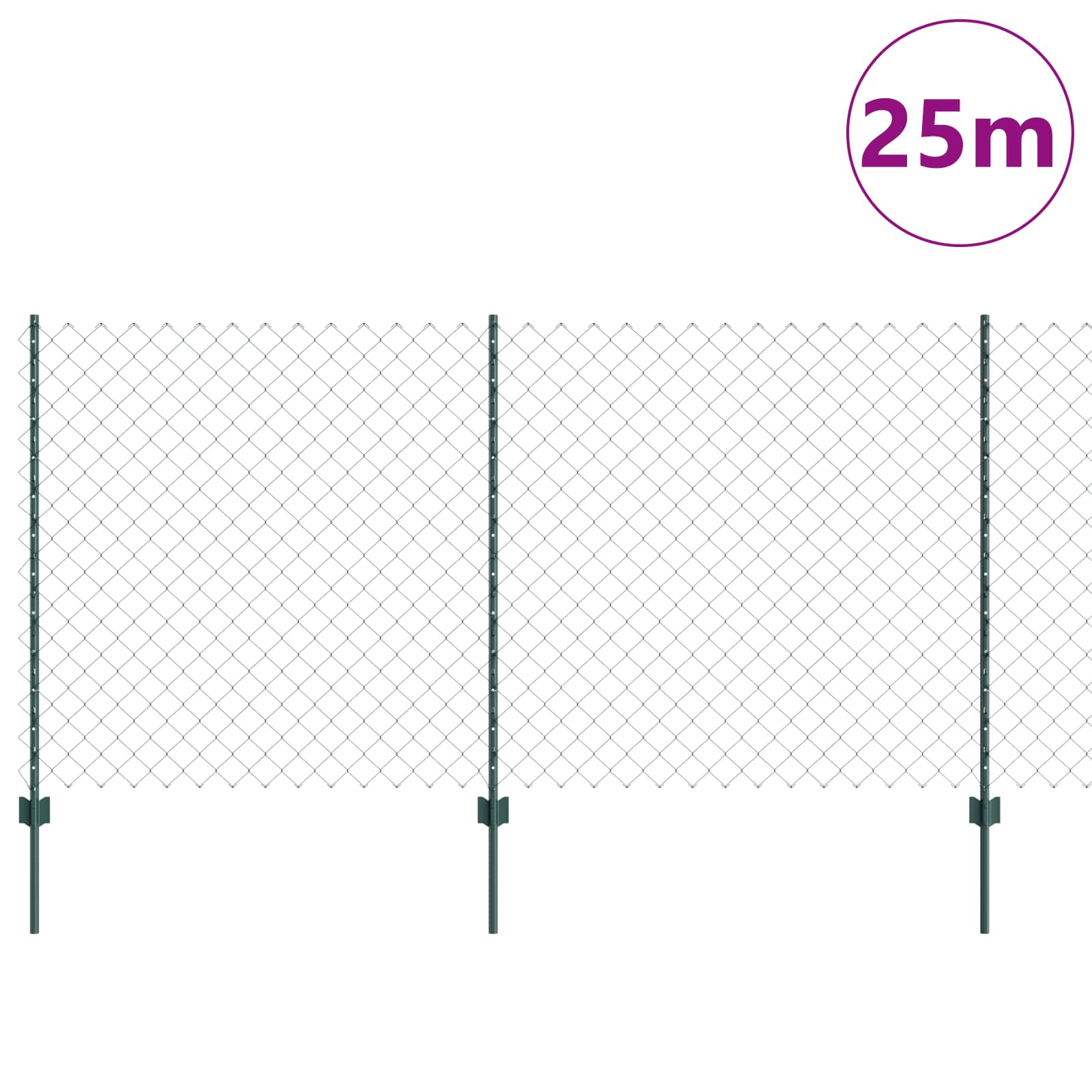 Recinzione a maglie metalliche con palo 25 x 1,2 m - Acciaio rivestito PVC verde