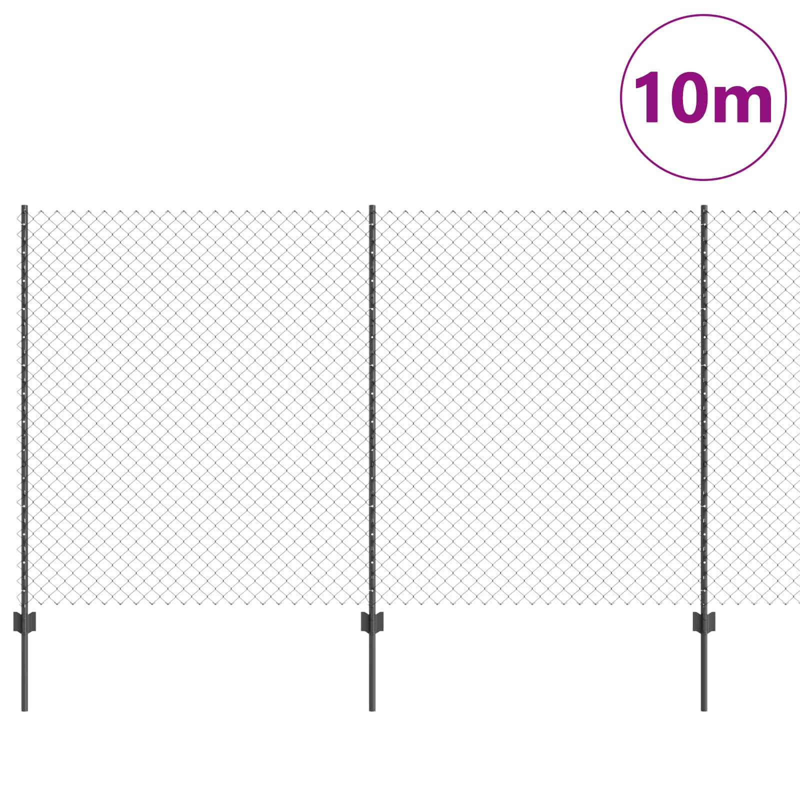 Recinzione a maglie metalliche con pali 10 x 1,4 m