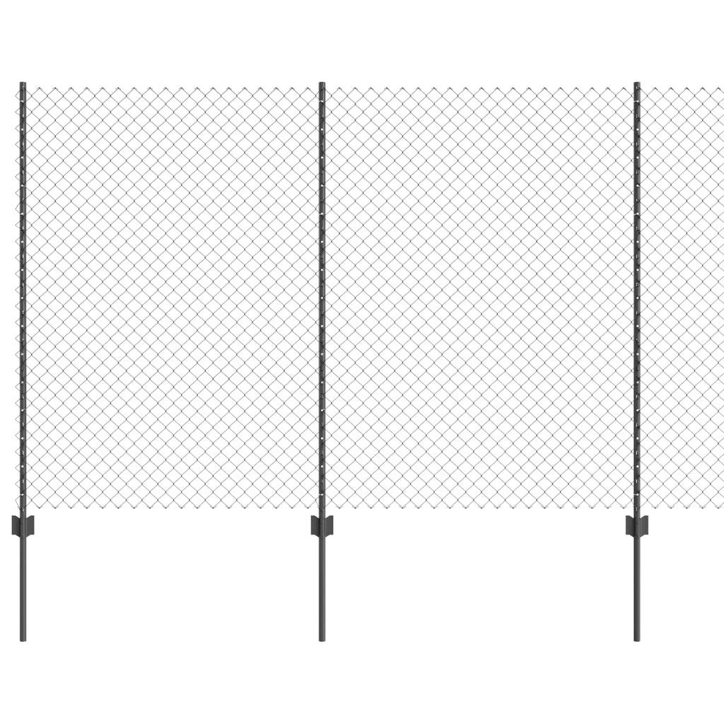 Recinzione a maglie metalliche con palo 10 x 1,5 m - Acciaio rivestito PVC grigio