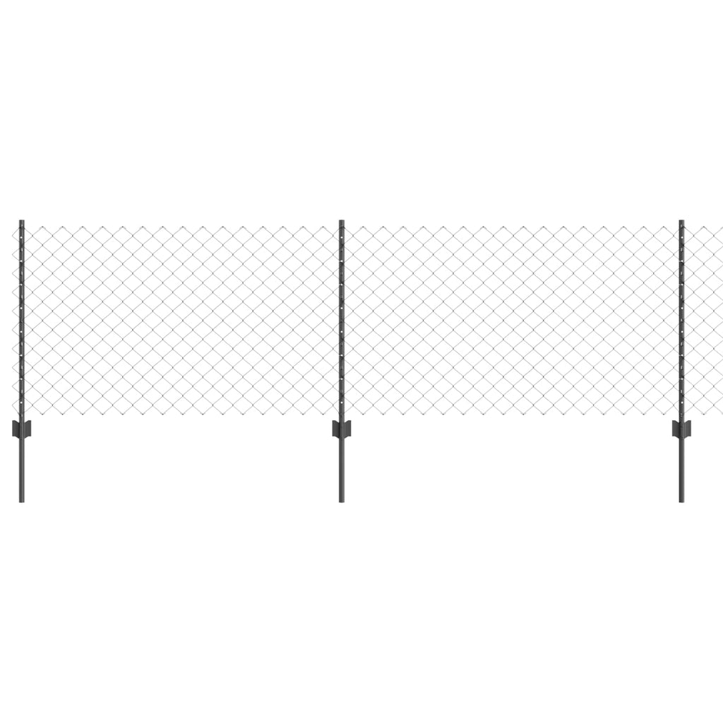 Recinzione a maglie metalliche con palo 25 x 0,8 m - Acciaio zincato grigio