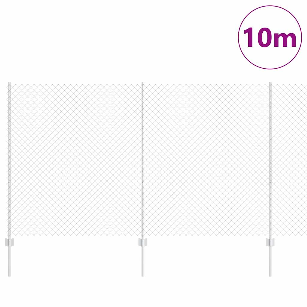 Recinzione a maglie metalliche con palo 10 x 1,4 m - Acciaio zincato