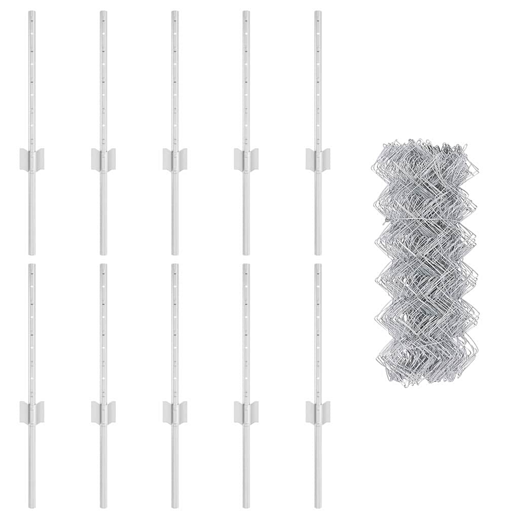 Recinzione a maglie metalliche con palo 10 x 0,4 m