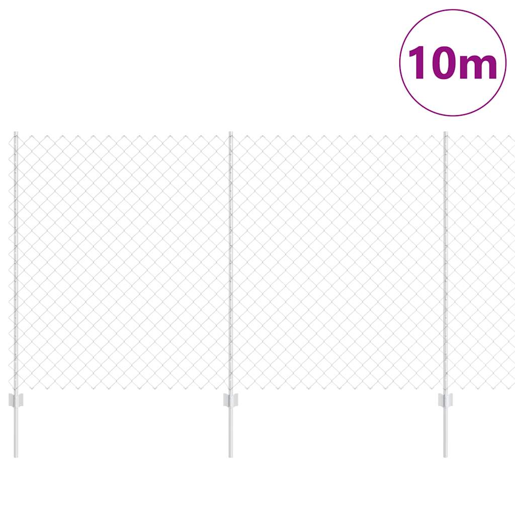 Recinzione a maglie metalliche con palo 10 x 1,4 m acciaio zincato