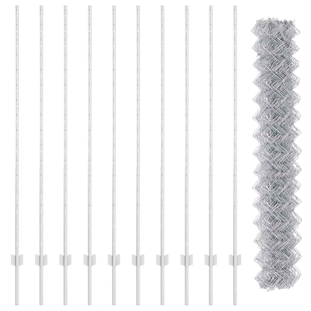 Recinzione a maglie metalliche con palo 10 x 1,6 m