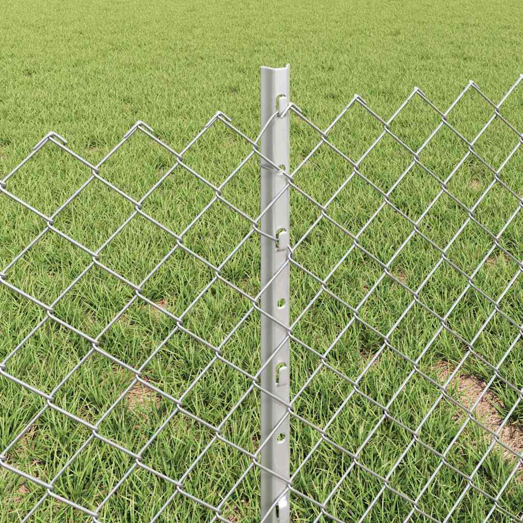 Recinzione a maglie metalliche con palo 25 x 0,4 m - Acciaio zincato