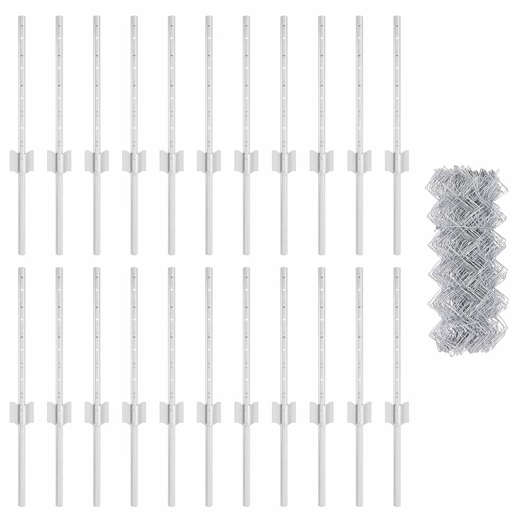 Recinzione a maglie metalliche con palo 25 x 0,4 m