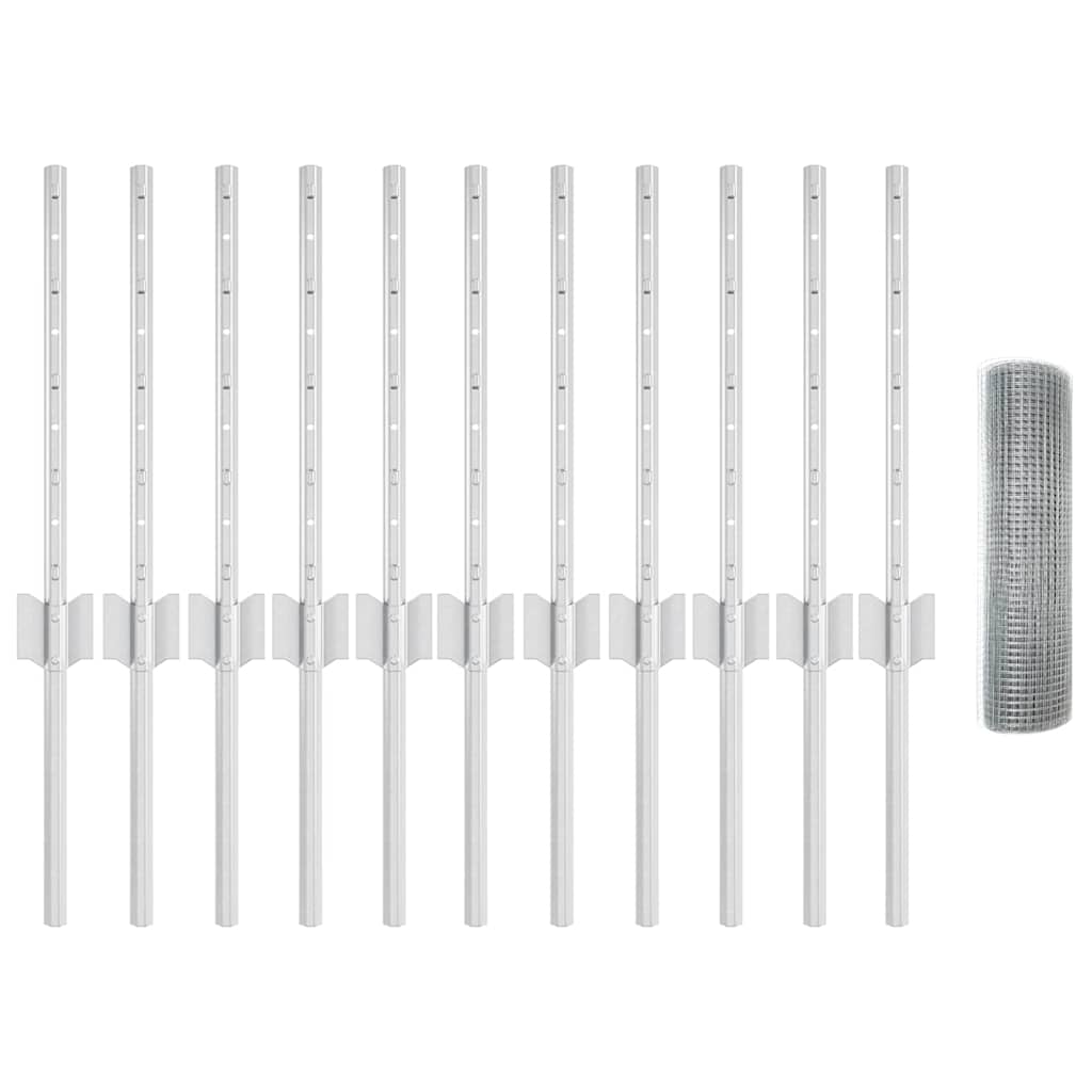Recinzione in rete saldata con pali 25 x 0,4 m