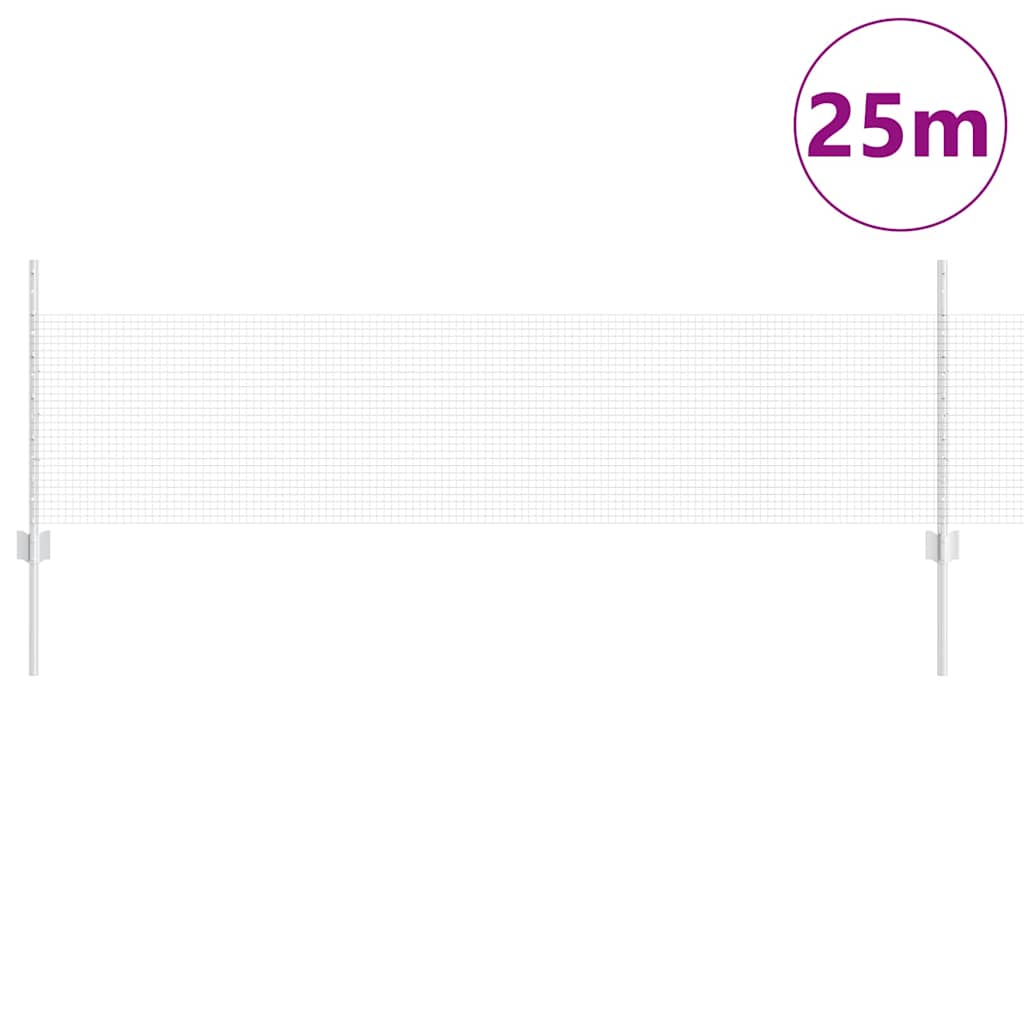 Recinzione in rete saldata con palo 25 x 0,5 m (L x H) - Acciaio zincato argento