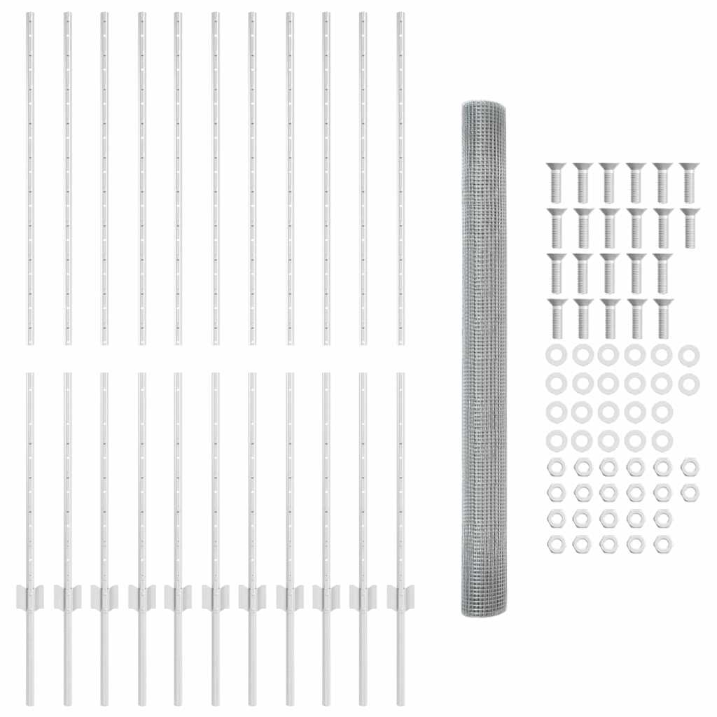 Recinzione in rete saldata con palo 25 x 1,4 m - Acciaio zincato