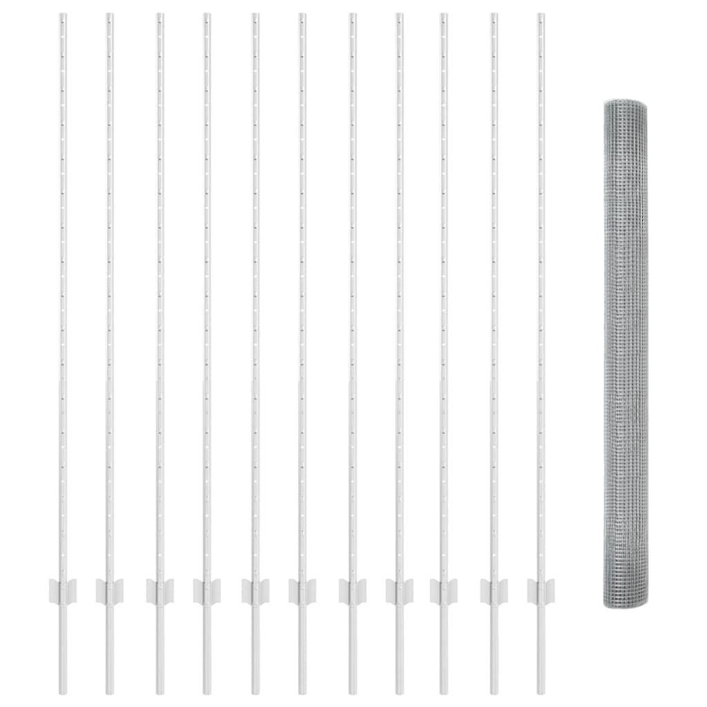 Recinzione in rete saldata con pali 25 x 1,6 m - Acciaio zincato