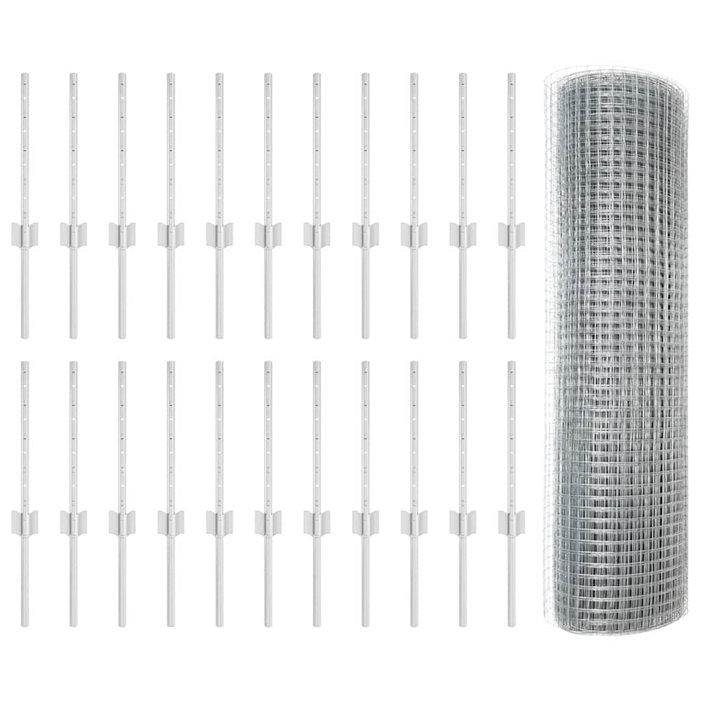 Recinzione in rete saldata con pali 50 x 0,4 m - Acciaio zincato