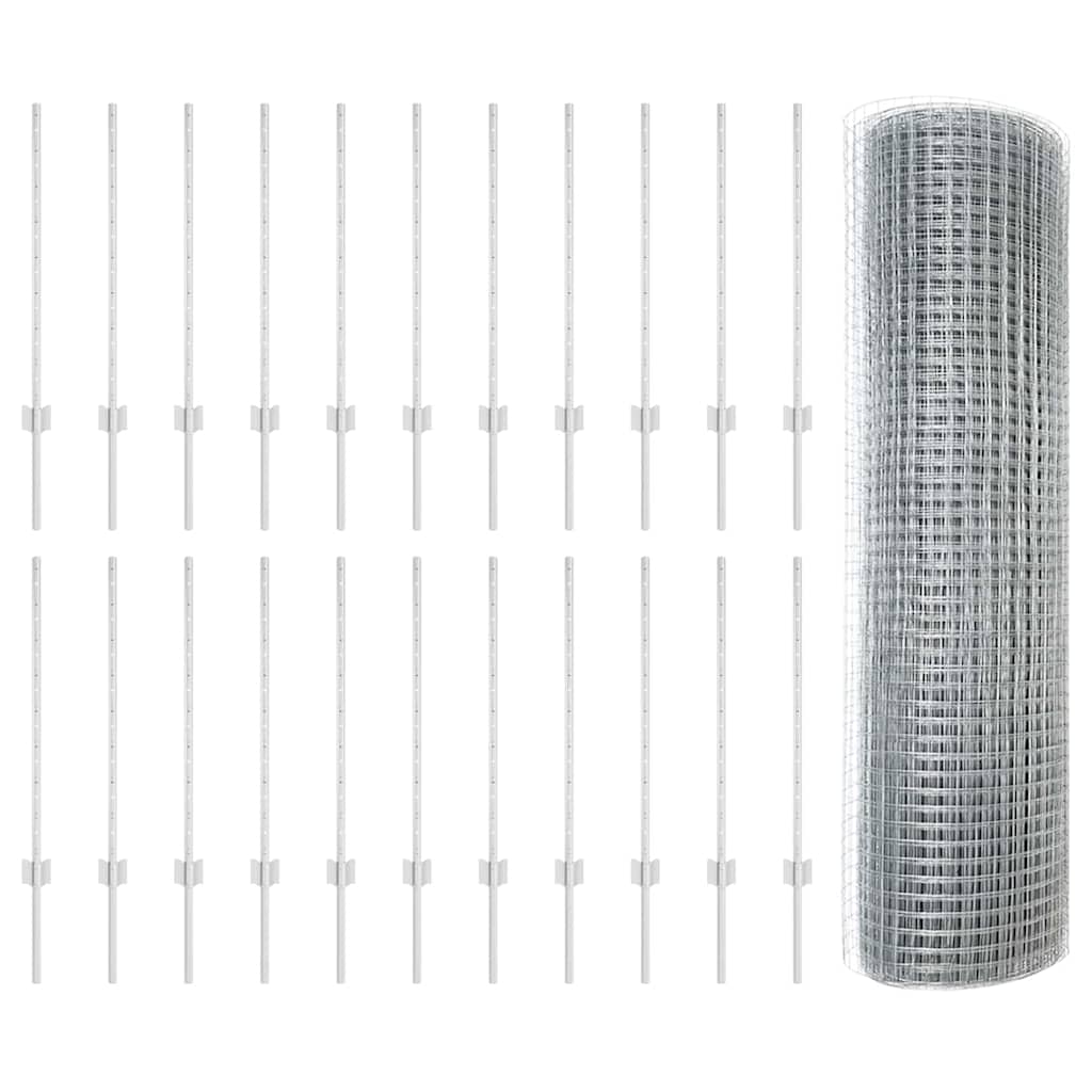 Recinzione in rete saldata con palo 50 x 0,8 m (L x H) - Acciaio zincato