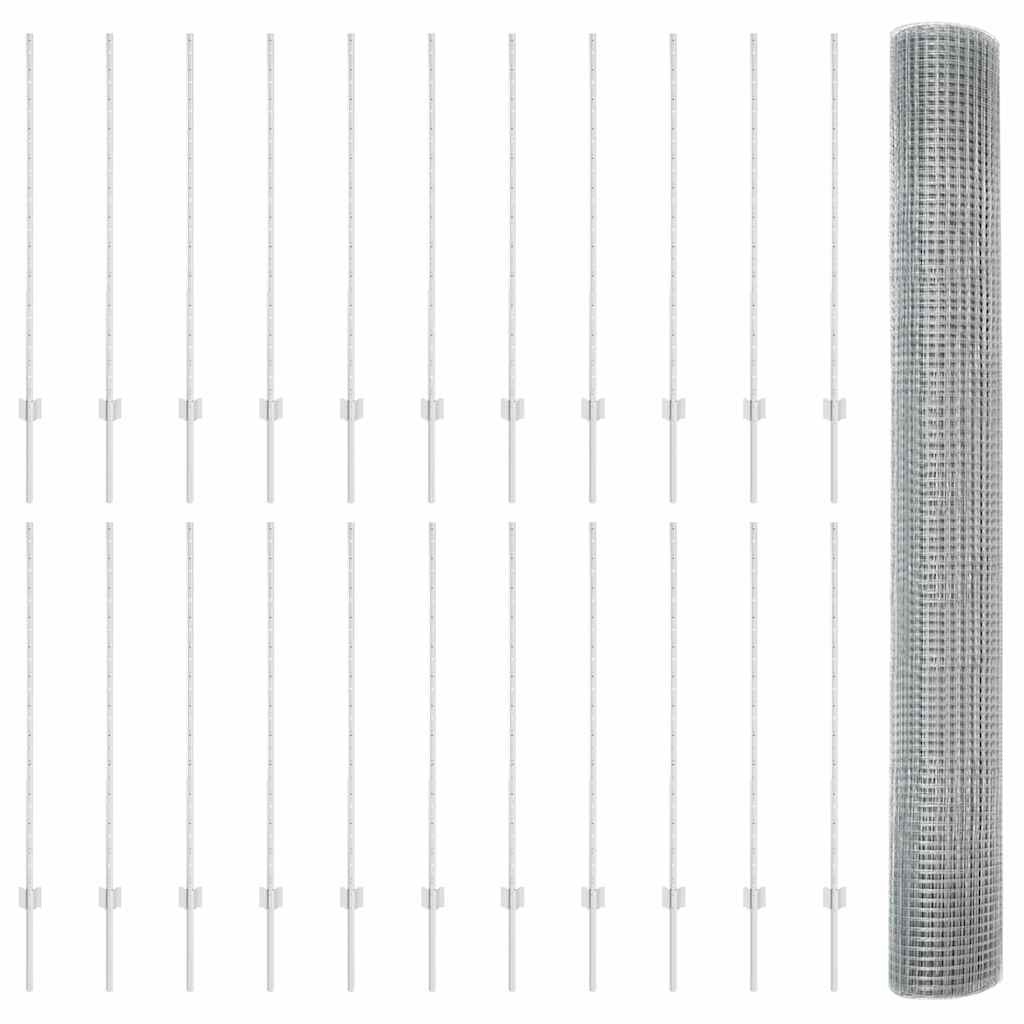 Recinzione in rete saldata con pali 50 x 1,2 m - Acciaio zincato