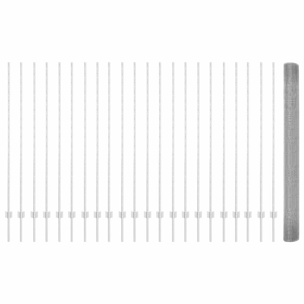 Recinzione in rete saldata con pali 50 x 1,6 m - Acciaio zincato
