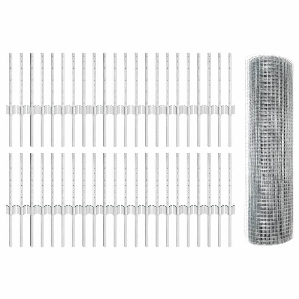 Recinzione in rete saldata con pali 100 x 0,4 m - Acciaio zincato