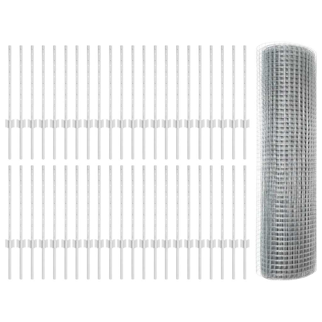 Recinzione in rete saldata con palo 100 x 0,5 m - Acciaio zincato