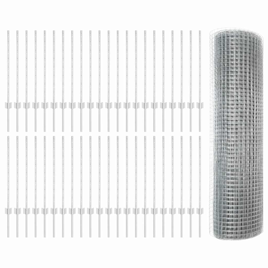 Recinzione in rete saldata con palo 100 x 0,8 m acciaio zincato