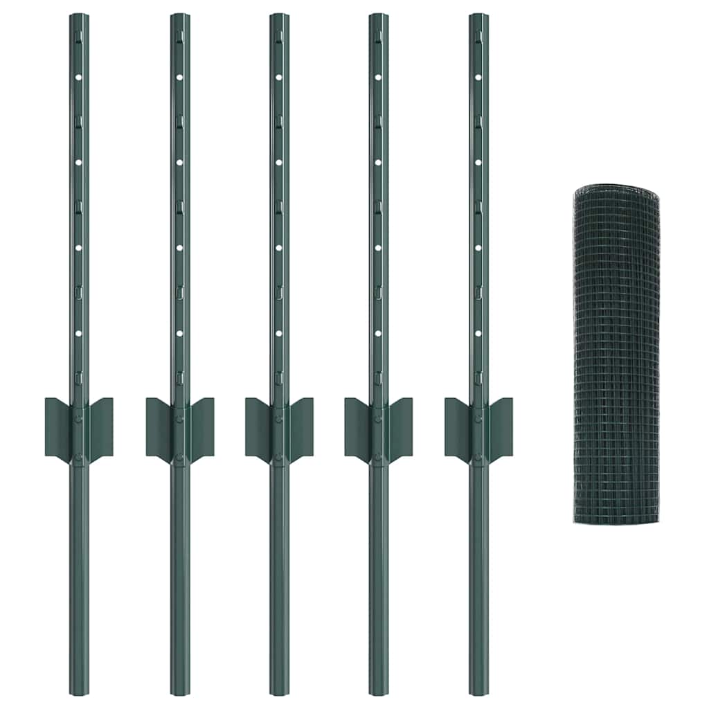 Recinzione in rete saldata con palo 10 x 0,4 m - Acciaio rivestito PVC Verde
