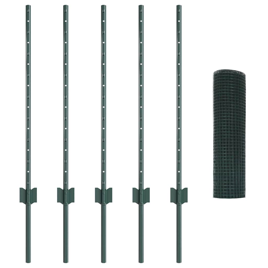 Recinzione in rete saldata con palo 10 x 0,8 m - Acciaio rivestito PVC Verde