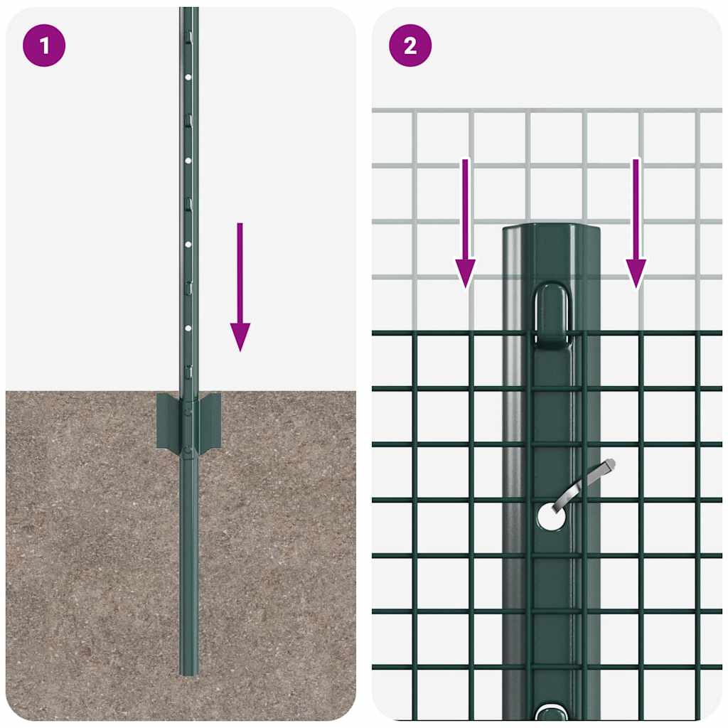 Recinzione in rete saldata con pali 10 x 0,8 m - Acciaio rivestito PVC Verde