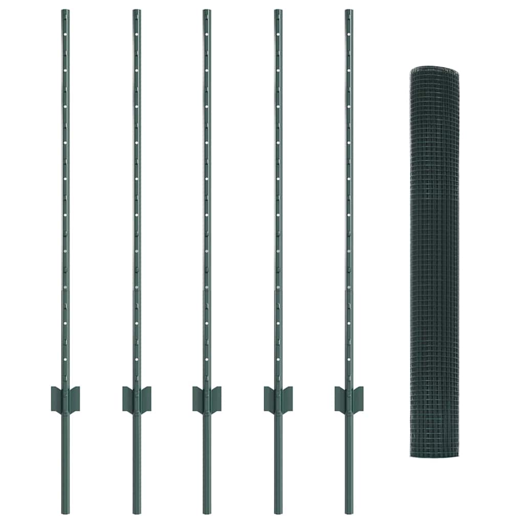 Recinzione in rete saldata con palo 10 x 1 m (L x H) - Acciaio zincato verde