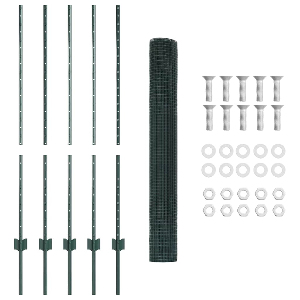 Recinzione in rete saldata con palo 10 x 1,2 m - Acciaio rivestito PVC Verde