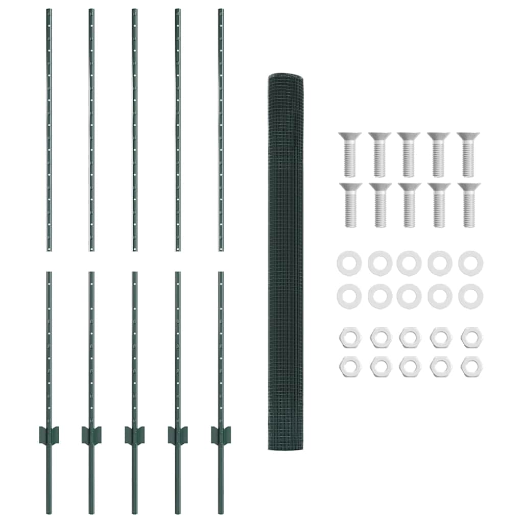 Recinzione in rete saldata con palo 10 x 1,4 m - Acciaio rivestito PVC verde