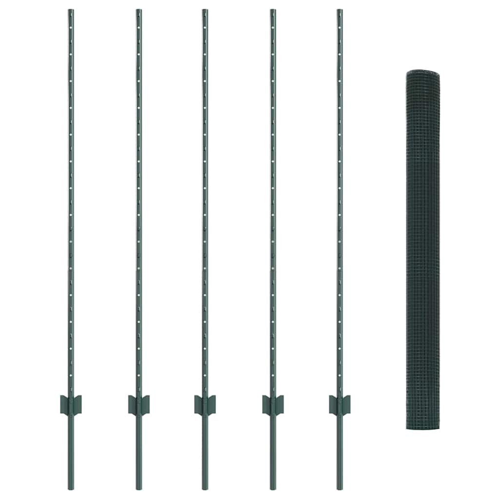 Recinzione in rete saldata con palo 10 x 1,4 m - Acciaio rivestito PVC verde