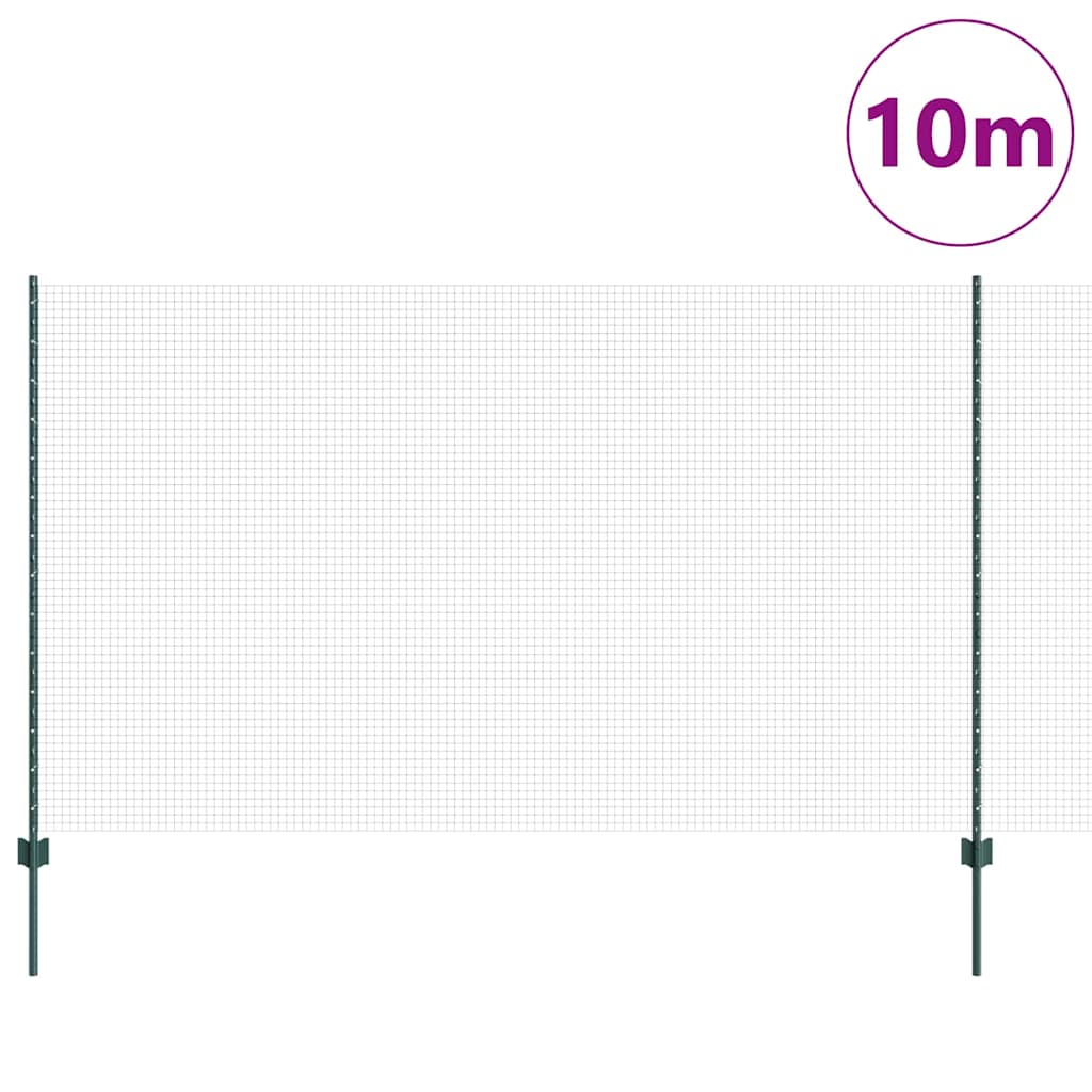 Recinzione in rete saldata con palo 10 x 1,4 m - Acciaio rivestito PVC verde
