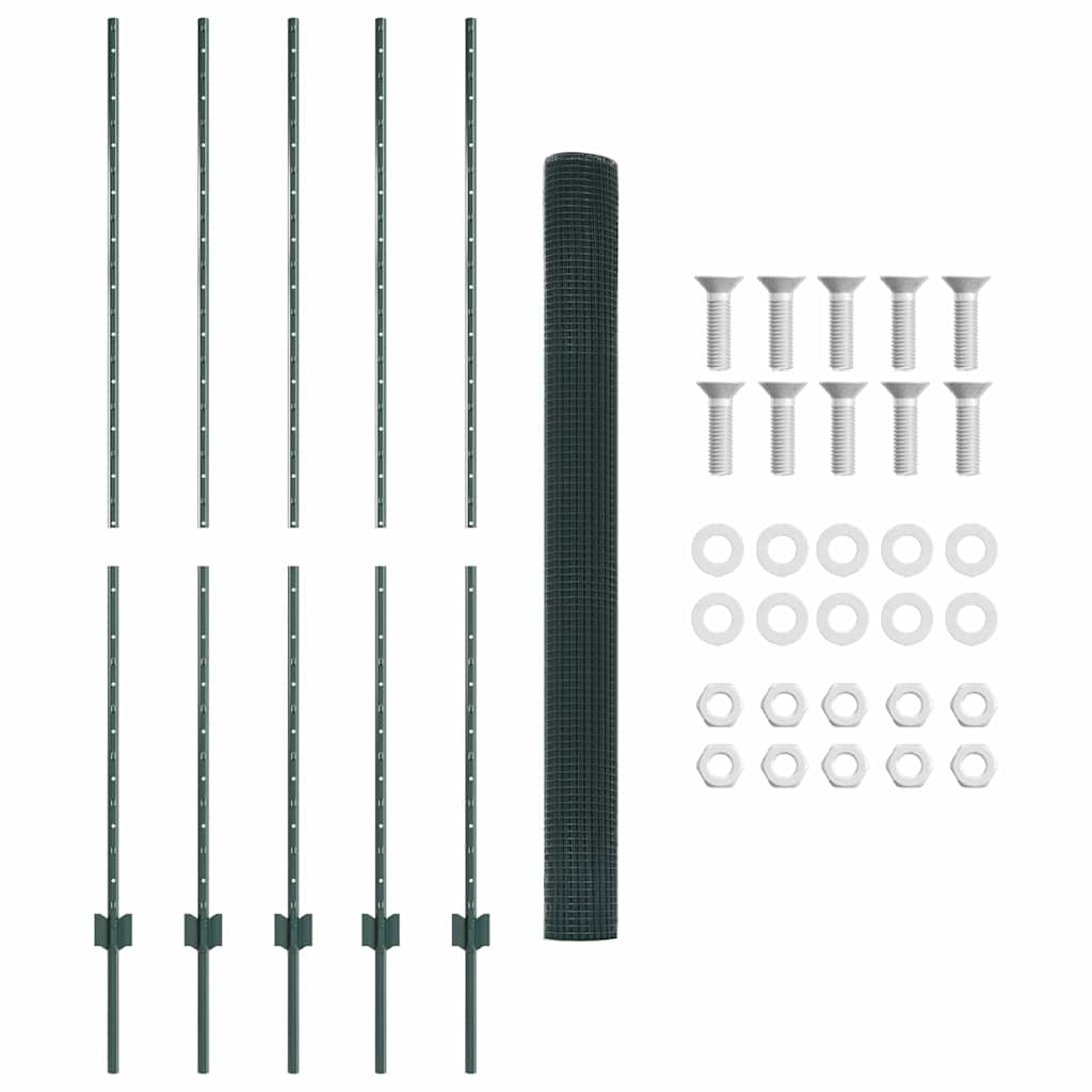 Recinzione in rete saldata con palo 10 x 1,5 m - Acciaio rivestito PVC verde