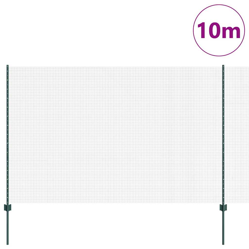 Recinzione in rete saldata con palo 10 x 1,5 m - Acciaio rivestito PVC verde