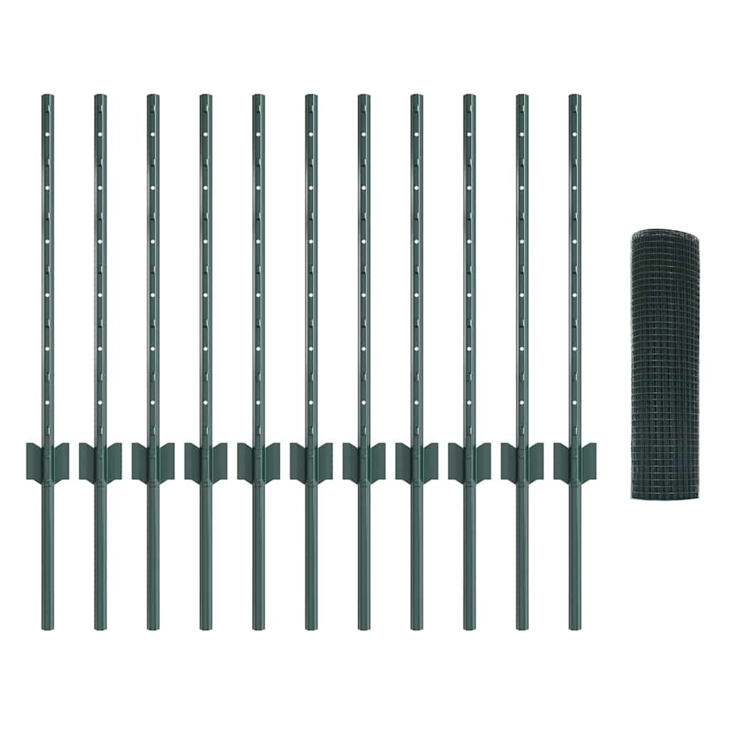 Recinzione in rete saldata Acciaio e PVC Verde con pali