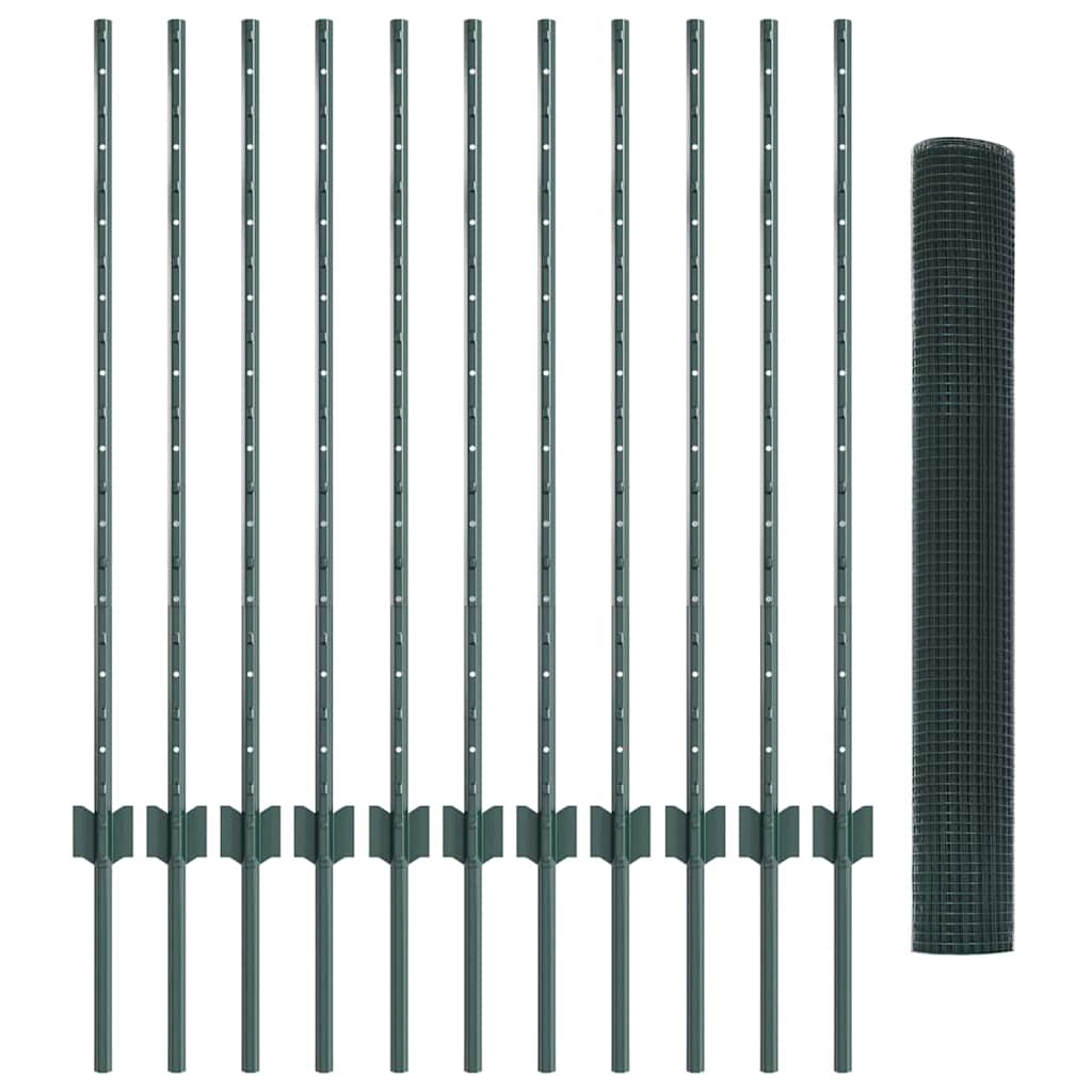 Recinzione in rete saldata con palo 25 x 1 m (L x H) - Acciaio zincato verde
