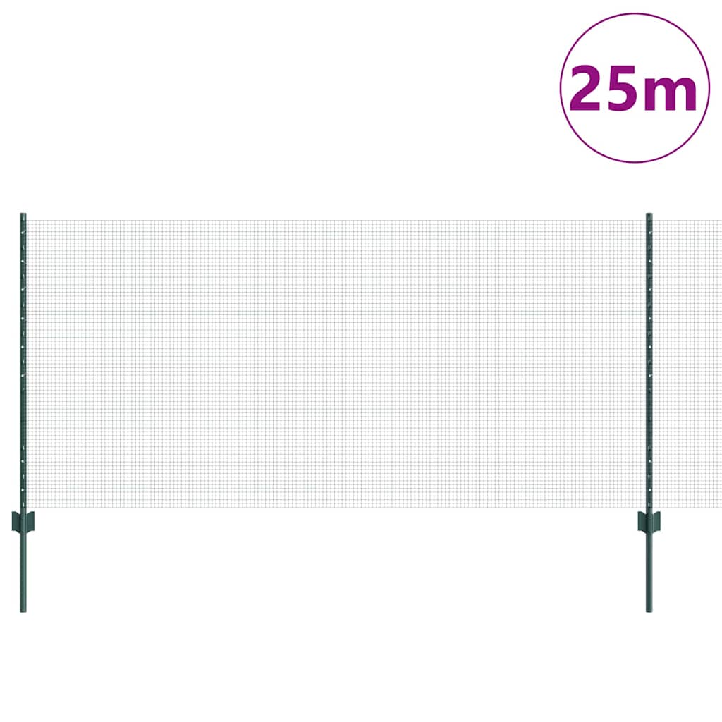Recinzione in rete saldata con palo 25 x 1 m (L x H) - Acciaio zincato verde