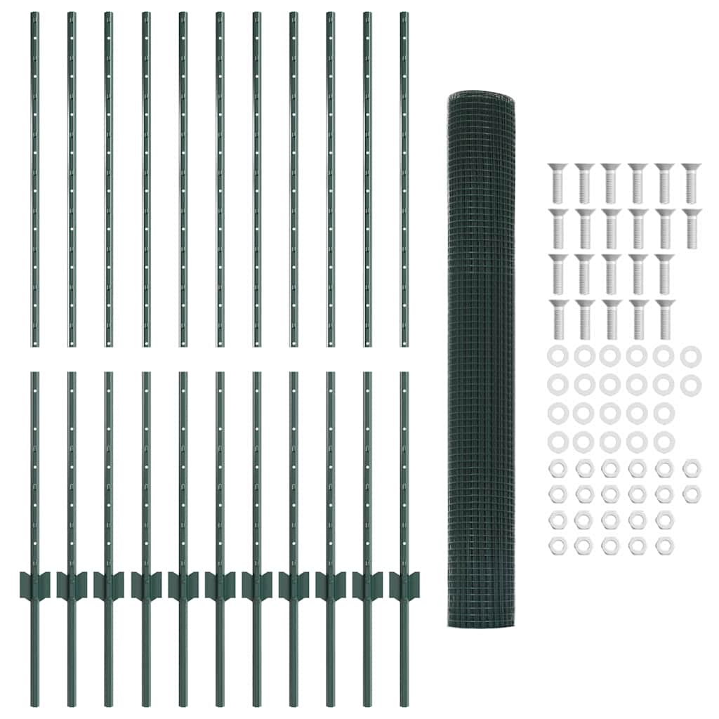 Recinzione in rete saldata con pali 25 x 1,2 m - Acciaio rivestito PVC verde