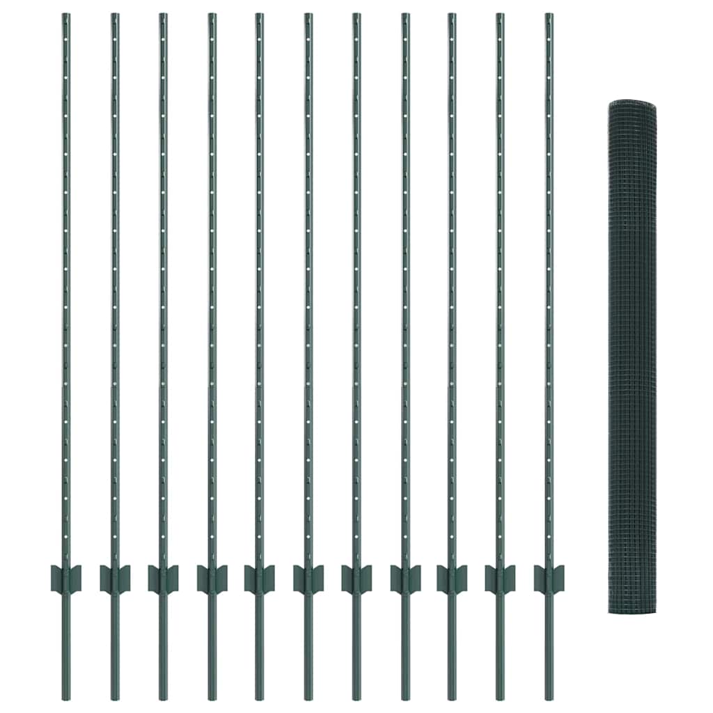 Recinzione in rete saldata con palo 25 x 1,4 m - Acciaio rivestito PVC verde