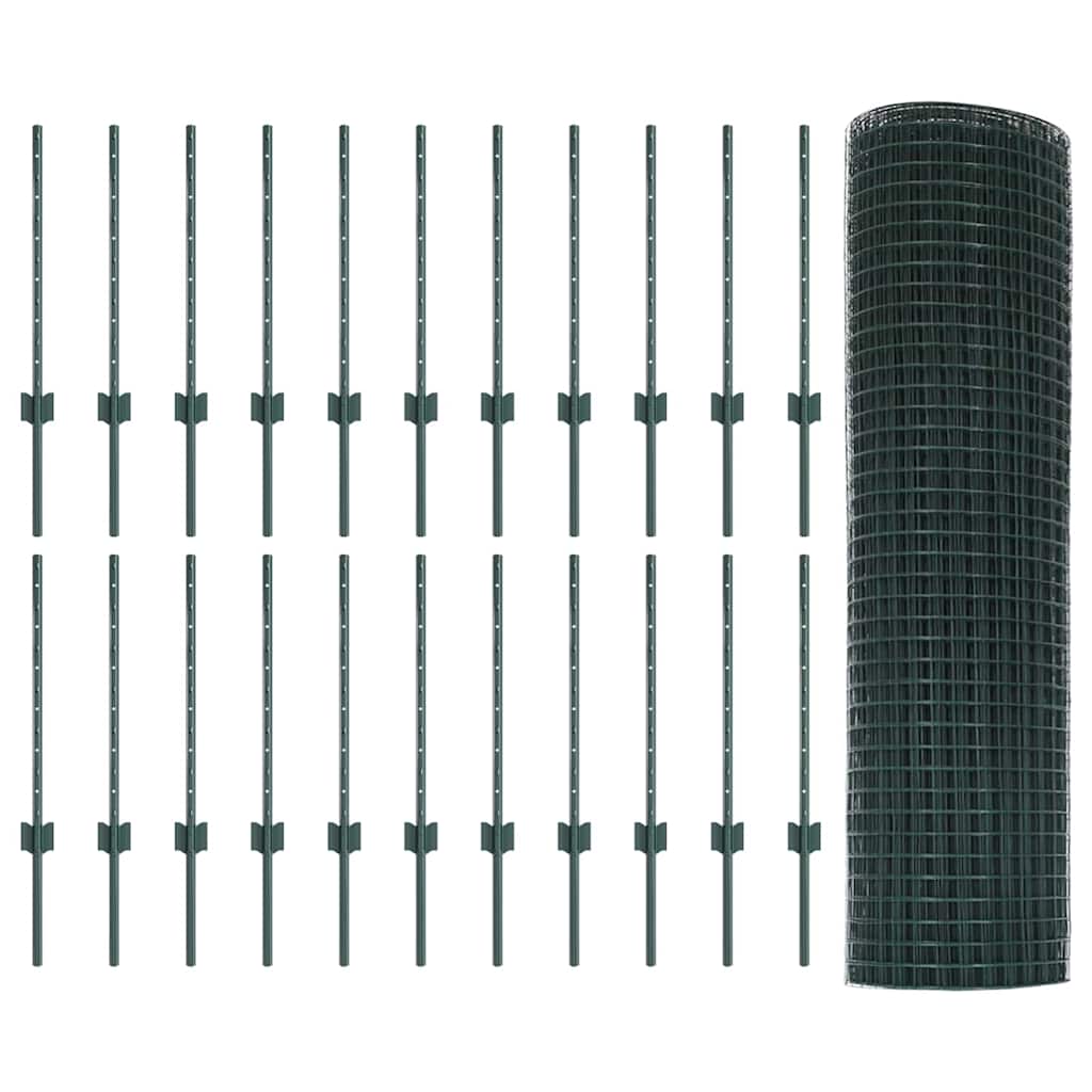 Recinzione in rete saldata con palo 50 x 0,6 m - Acciaio rivestito PVC verde