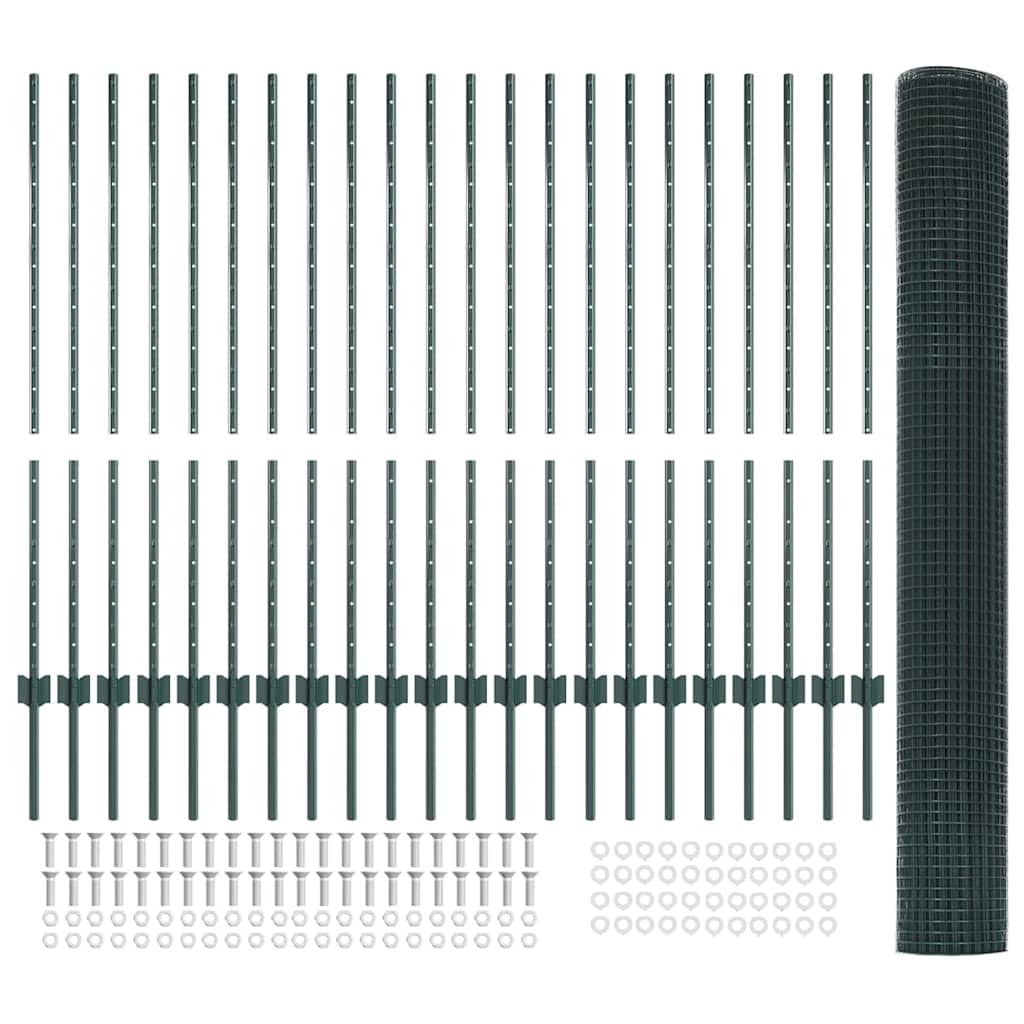 Recinzione in rete saldata con palo 50 x 1,2 m - Acciaio rivestito PVC verde