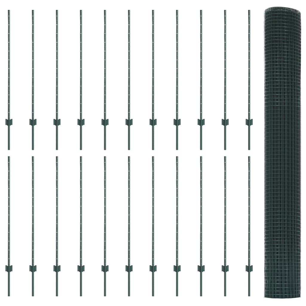 Recinzione in rete saldata con palo 50 x 1,2 m - Acciaio rivestito PVC verde