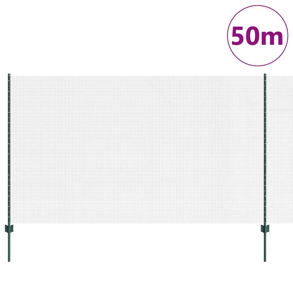 Recinzione in rete saldata con palo 50 x 1,4 m - Acciaio rivestito PVC Verde