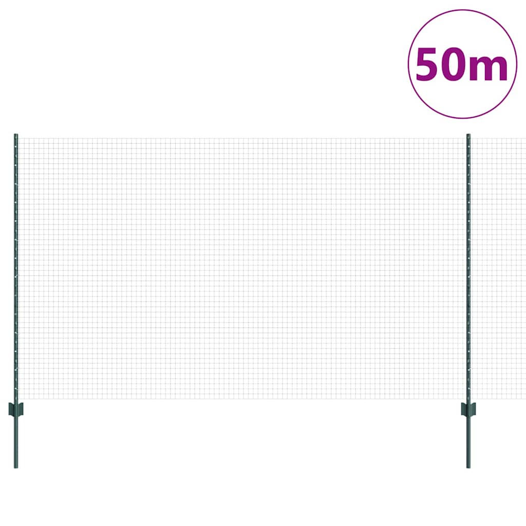 Recinzione in rete saldata con palo 50 x 1,4 m - Acciaio rivestito PVC verde