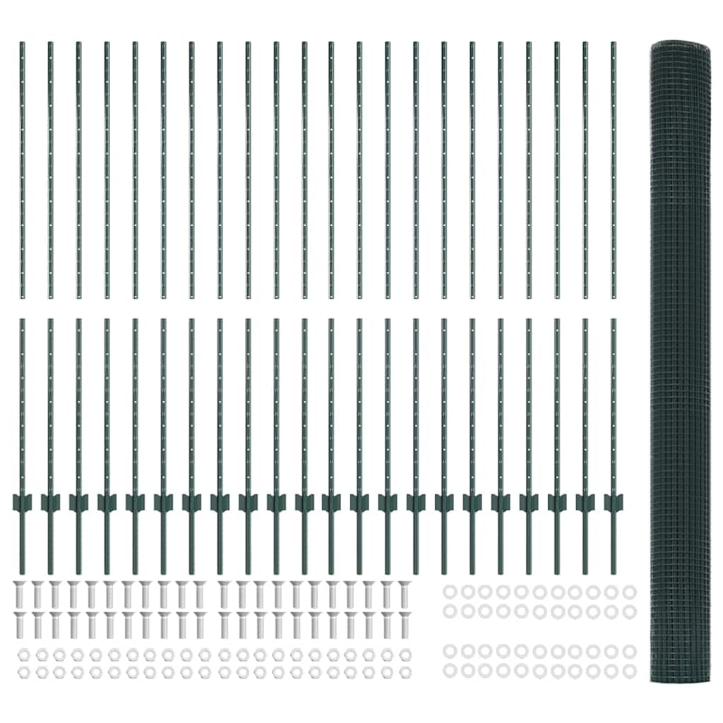 Recinzione in rete saldata con palo 50 x 1,5 m (L x H) - Acciaio rivestito in PVC Verde