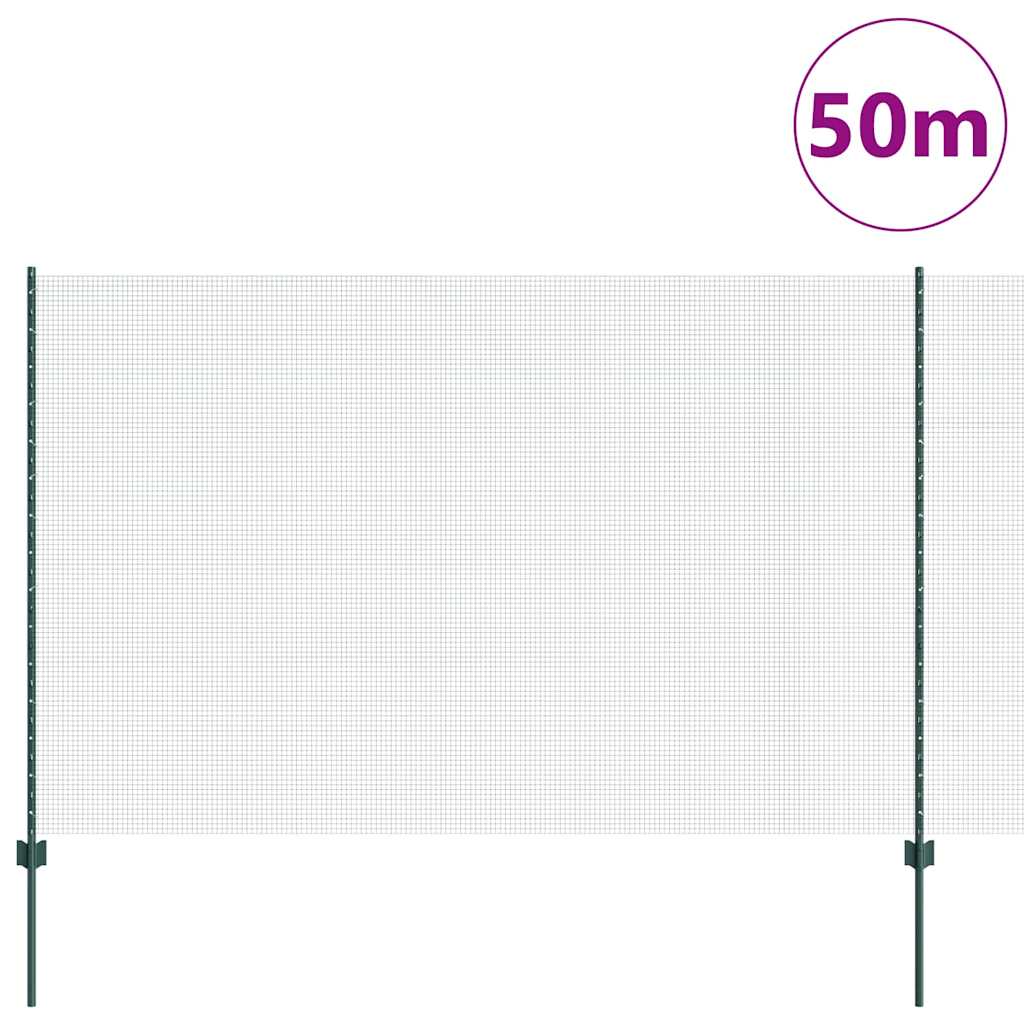 Recinzione in rete saldata con palo 50 x 1,5 m (L x H) - Acciaio rivestito in PVC Verde