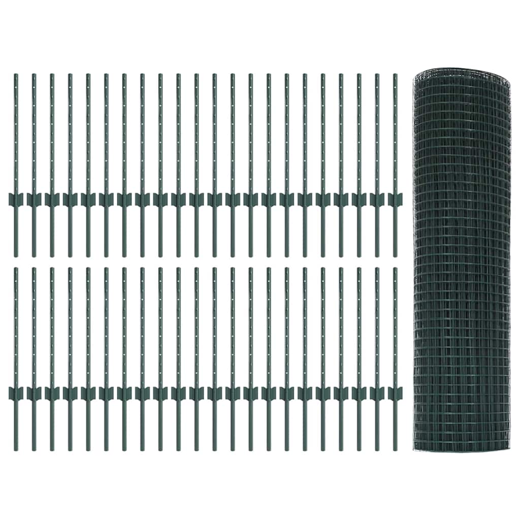 Recinzione in rete saldata con palo 100 x 0,6 m - Acciaio rivestito PVC verde