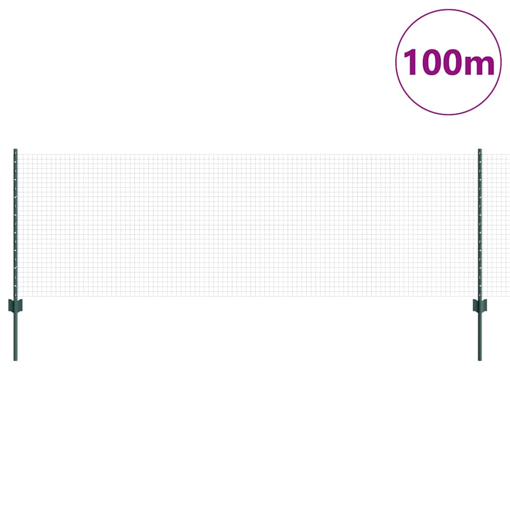 Recinzione in rete saldata con palo 100 x 0,8 m - Acciaio rivestito PVC verde