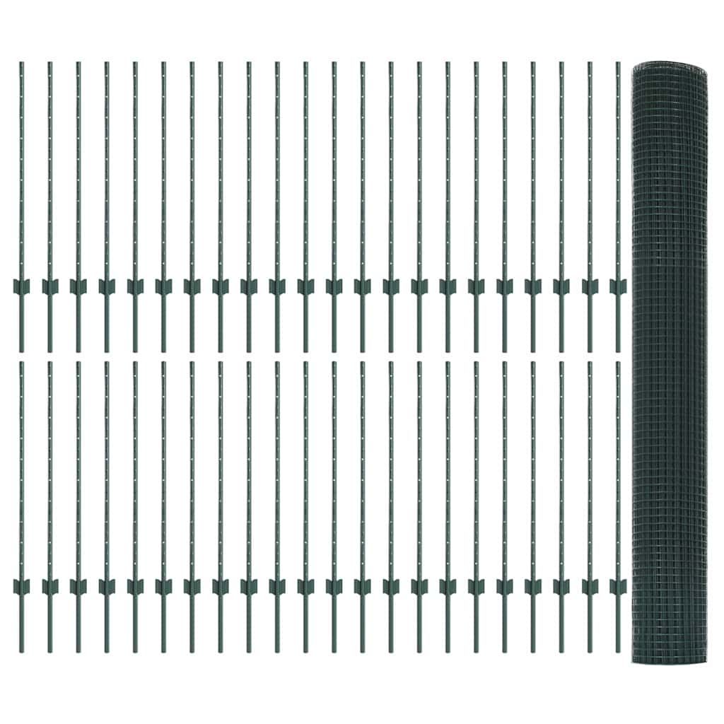 Recinzione in rete saldata con palo 100 x 1 m (L x H) - Acciaio rivestito PVC verde